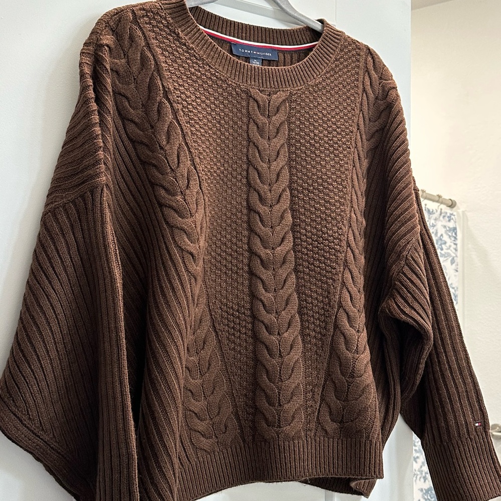 Tommy Hilfiger Women's Chocolate Cable Knit Sweater